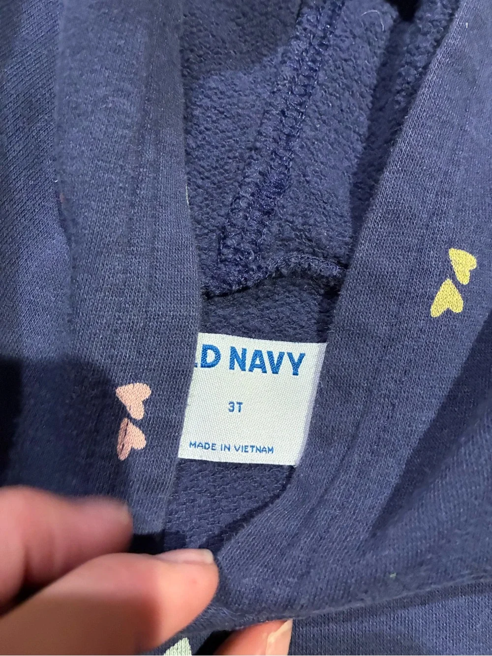 Old Navy Girls' Navy Heart Print Hoodie sweatshirt with hearts